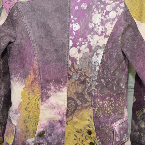 Just Cavalli patchwork abstract purple golden glittery floral blazer jacket - Picture 4 of 5
